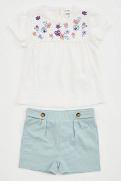 DeFacto Kız Bebek Çiçek Baskılı Şort Bluz Takım(125924664)